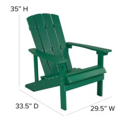 Taylor & Logan Charlestown Green Resin Frame Stationary Adirondack Chair with Solid Seat