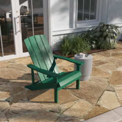 Taylor & Logan Charlestown Green Resin Frame Stationary Adirondack Chair with Solid Seat