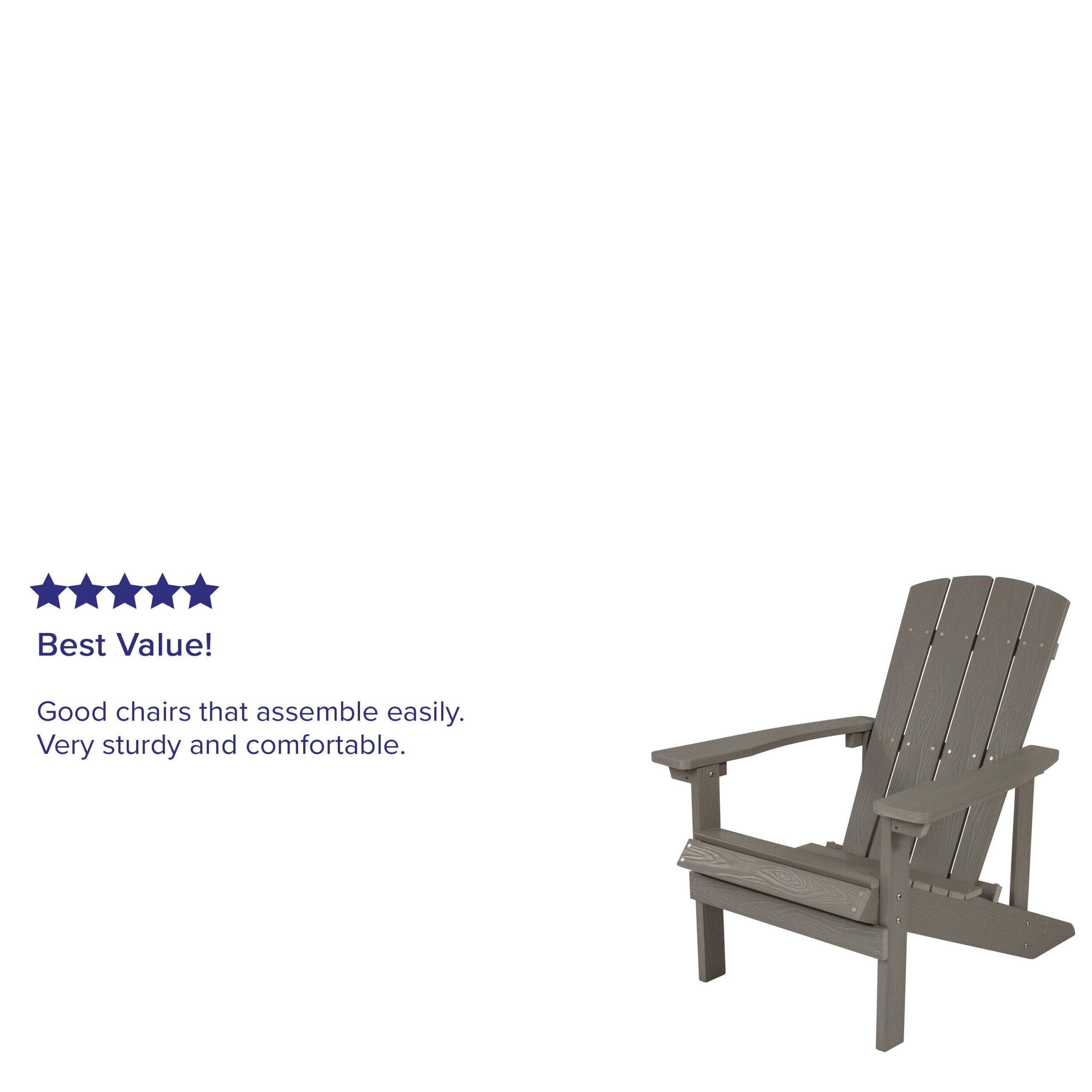 Taylor & Logan Charlestown Gray Resin Frame Stationary Adirondack Chair with Solid Seat