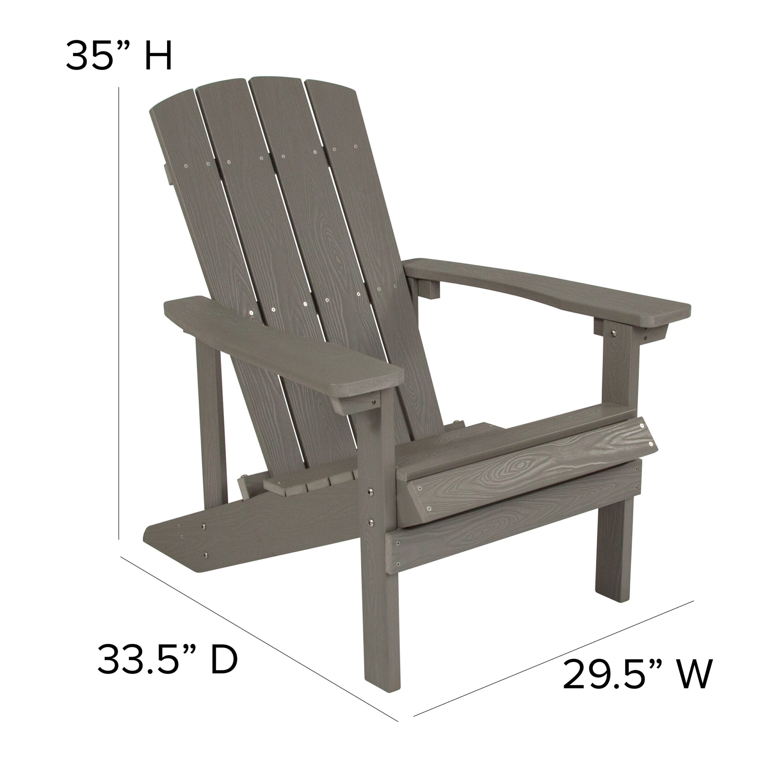 Taylor & Logan Charlestown Gray Resin Frame Stationary Adirondack Chair with Solid Seat