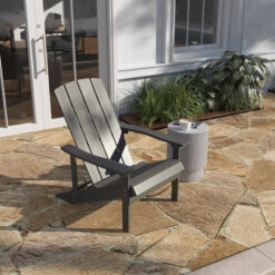 Taylor & Logan Charlestown Gray Resin Frame Stationary Adirondack Chair with Solid Seat