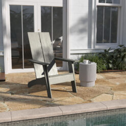 Taylor & Logan Brady Gray Resin Frame Stationary Adirondack Chair with Solid Seat