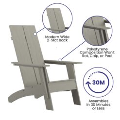 Taylor & Logan Brady Gray Resin Frame Stationary Adirondack Chair with Solid Seat