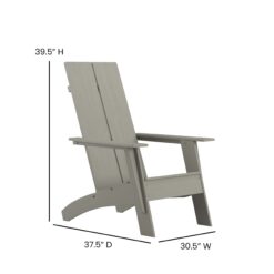 Taylor & Logan Brady Gray Resin Frame Stationary Adirondack Chair with Solid Seat