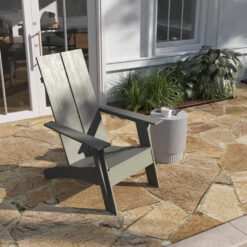 Taylor & Logan Brady Gray Resin Frame Stationary Adirondack Chair with Solid Seat