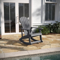 Taylor & Logan Savannah Light Gray Resin Frame Rocking Chair with Solid Seat