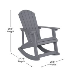 Taylor & Logan Savannah Light Gray Resin Frame Rocking Chair with Solid Seat