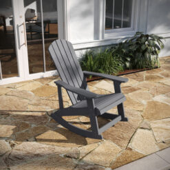 Taylor & Logan Savannah Light Gray Resin Frame Rocking Chair with Solid Seat