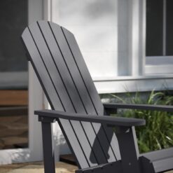 Taylor & Logan Savannah Light Gray Resin Frame Rocking Chair with Solid Seat
