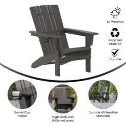 Taylor & Logan Hedley Gray Plastic Frame Stationary Adirondack Chair with Solid Seat