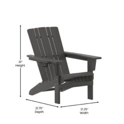 Taylor & Logan Hedley Gray Plastic Frame Stationary Adirondack Chair with Solid Seat