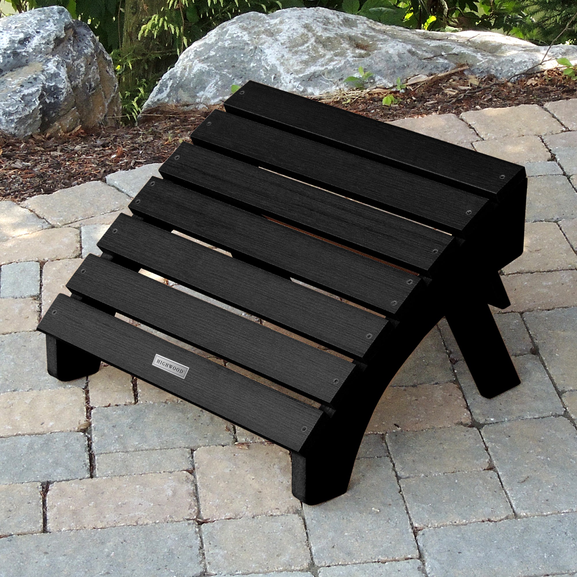 highwood Adirondack Black Poly-lumber Ottoman
