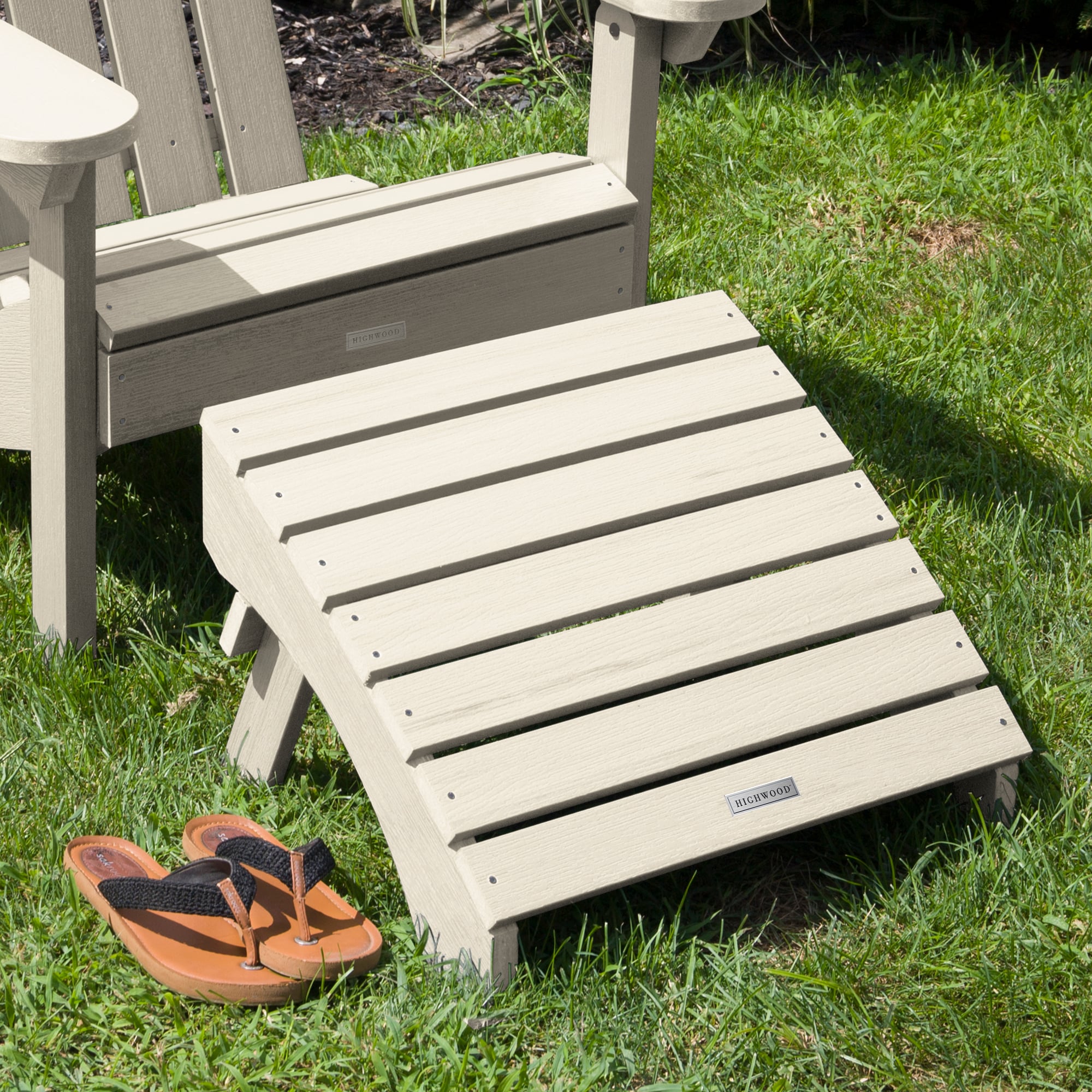 highwood Adirondack Whitewash Poly-lumber Ottoman
