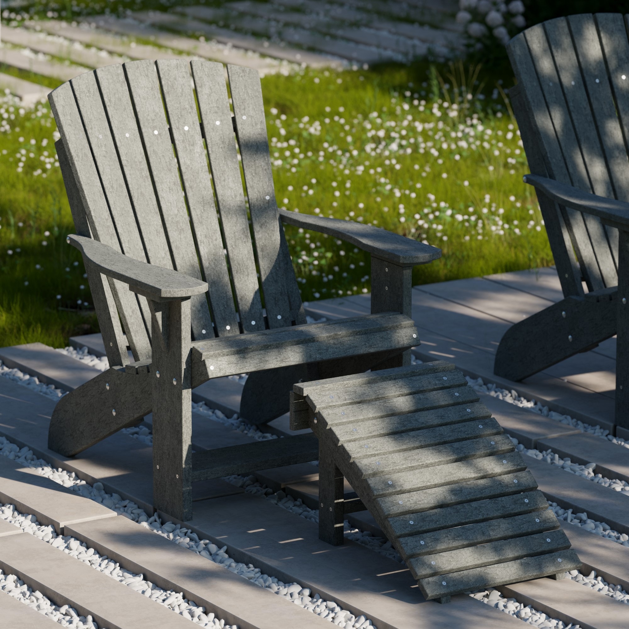 Wildridge Heritage Folding Dark Gray HDPE Foot stool