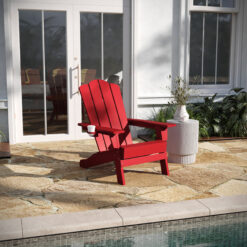 Taylor & Logan Nellis Red Plastic Frame Stationary Adirondack Chair with Solid Seat