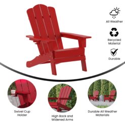 Taylor & Logan Nellis Red Plastic Frame Stationary Adirondack Chair with Solid Seat