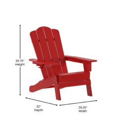 Taylor & Logan Nellis Red Plastic Frame Stationary Adirondack Chair with Solid Seat