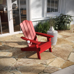 Taylor & Logan Nellis Red Plastic Frame Stationary Adirondack Chair with Solid Seat