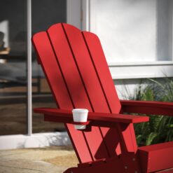 Taylor & Logan Nellis Red Plastic Frame Stationary Adirondack Chair with Solid Seat