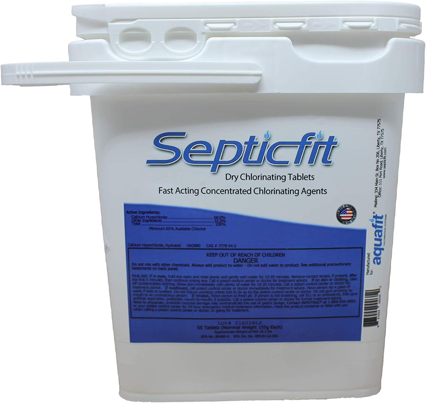 Septic Chlorine Tablet - 55 Tablet Pail - 18.8 lbs - NOT for USE in Swimming Pools