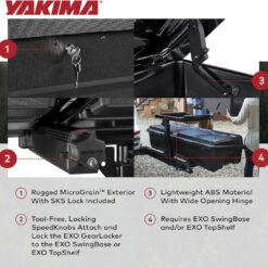 Yakima EXO GearLocker Car Cargo Carrier, Hard Top Shell Box for EXO SwingBase System, Black - Heavy-Duty Vehicle Storage Accessories for Travel and Camping