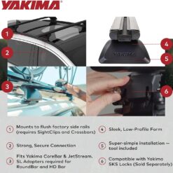 Yakima Sightline Set of 4 Towers Roof Rack Tower for Vehicles with Flush-Mounted Side Rails Works w/Jetstream, HD Bar, CoreBar, and RoundBar Crossbars