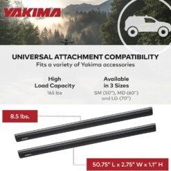Yakima Set of 2 Roof Rack Crossbars, Rooftop Car, SUV, or Truck T-Slot Bars Compatible with StreamLine Tower – Bars Only, 50 Inch, JetStream (Black)