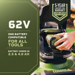 Green Machine 62V 2.5 Ah High Capacity Fade-Free Lithium Power Battery with LED Fuel Gauge with USB Port GMBA6200-25