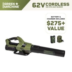 Green Machine 62-Volt 113-MPH 600-CFM Battery Lithium-Ion Brushless Cordless Handheld Leaf Blower GMLB6202
