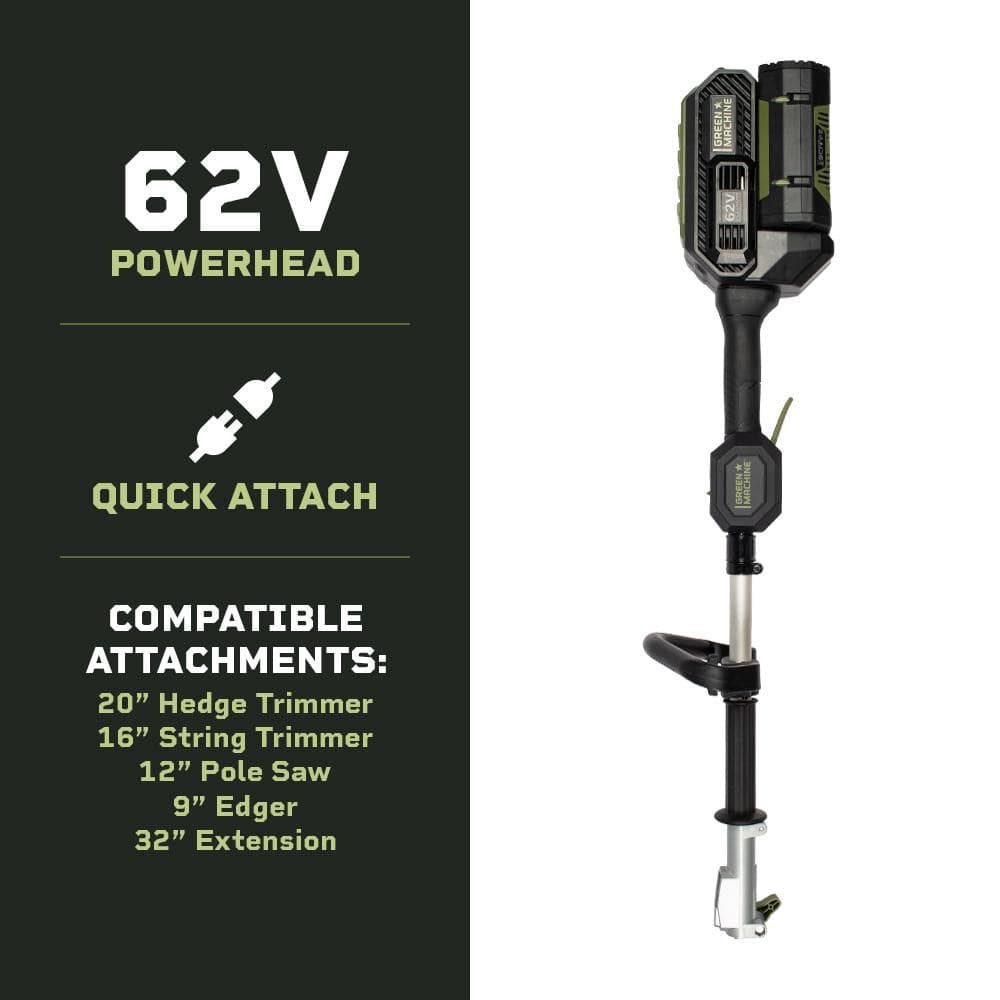 Green Machine 62-Volt Cordless Multitool Power Head with 2.5Ah Battery and Charger GMMT6200-PH