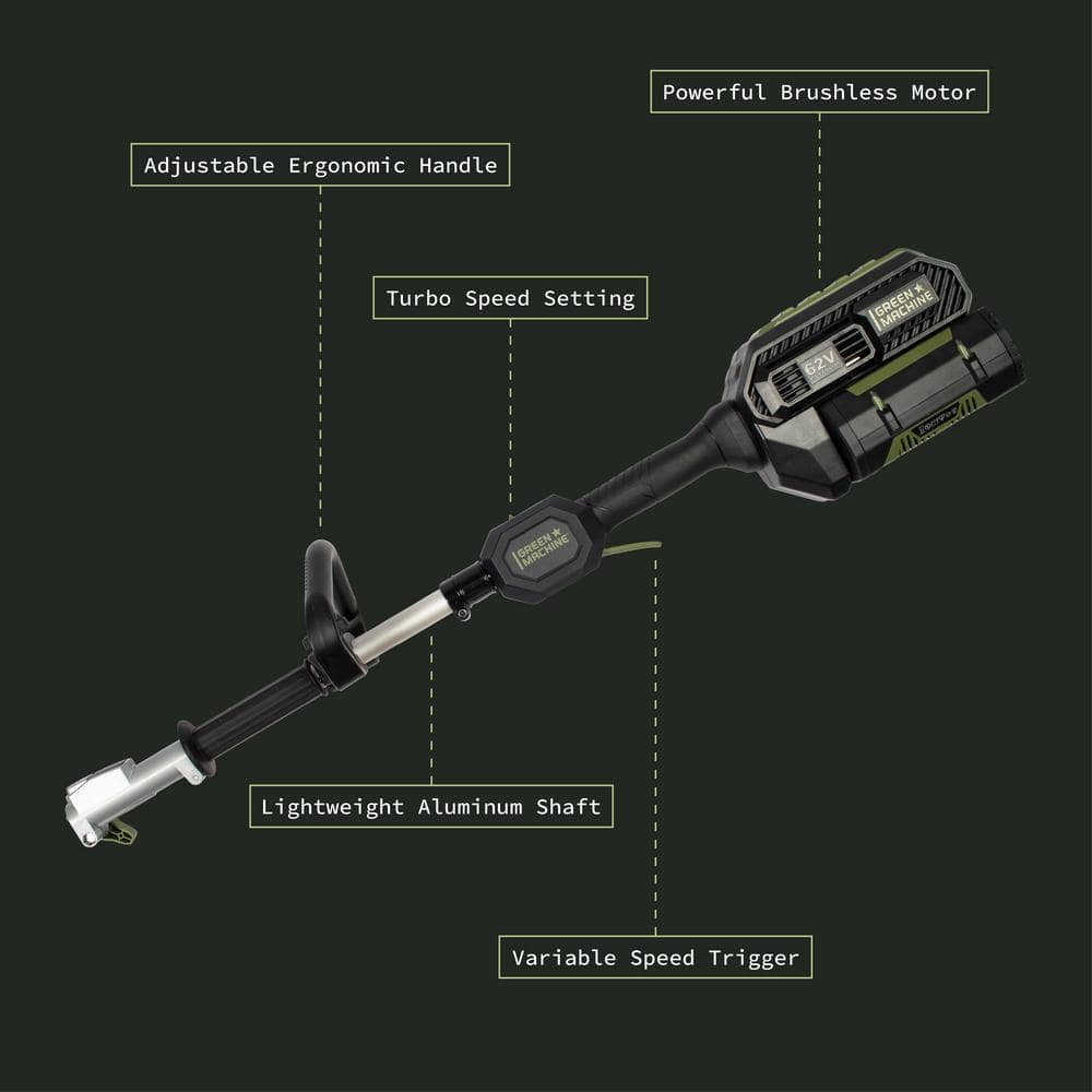 Green Machine 62-Volt Cordless Multitool Power Head with 2.5Ah Battery and Charger GMMT6200-PH