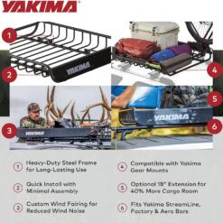 Yakima LoadWarrior Medium Sized Heavy Duty Steel Cargo Basket Roof Rack with Universal Mounting Hardware for All Yakima StreamLine Crossbars, Black