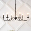 JONATHAN Y Wicklow 34.75" Iron Bohemian Farmhouse 6 -Light Oil-rubbed Black Bare bulb Iron Chandelier