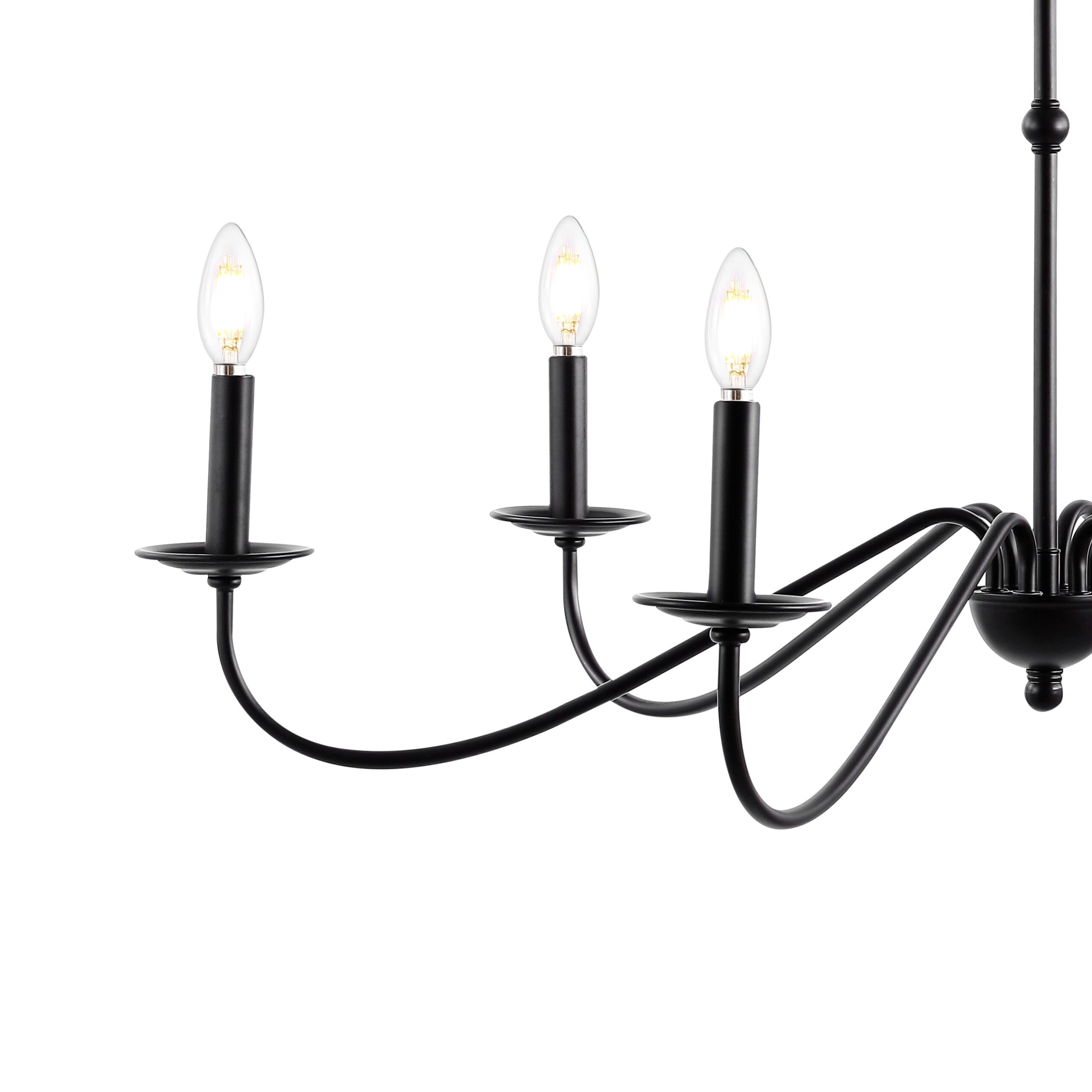 JONATHAN Y Wicklow 34.75" Iron Bohemian Farmhouse 6 -Light Oil-rubbed Black Bare bulb Iron Chandelier