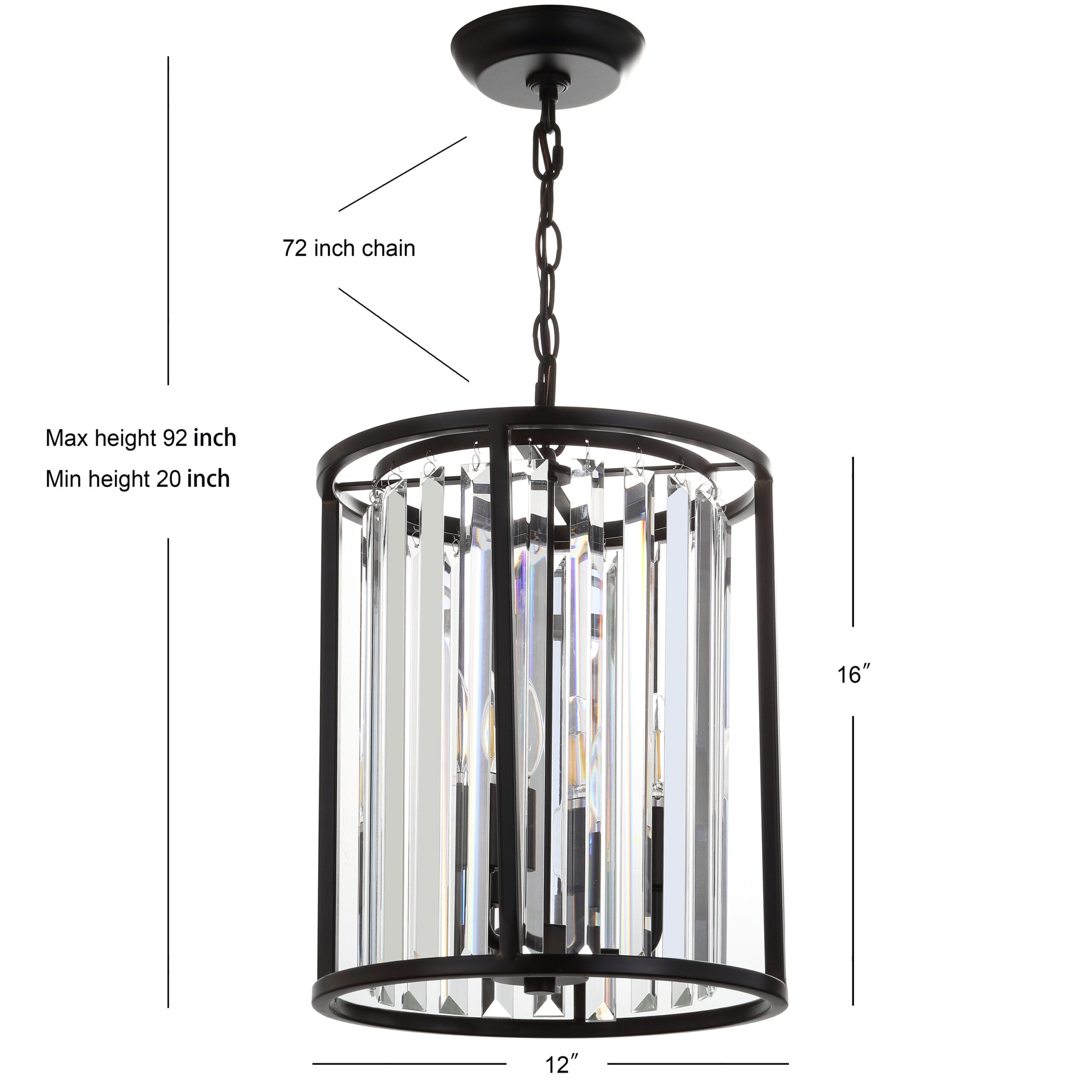JONATHAN Y Bevin Modern/contemporary Transitional 3 -Light Oil Rubbed Bronze Farmhouse Cylinder Medium Hanging Pendant Light