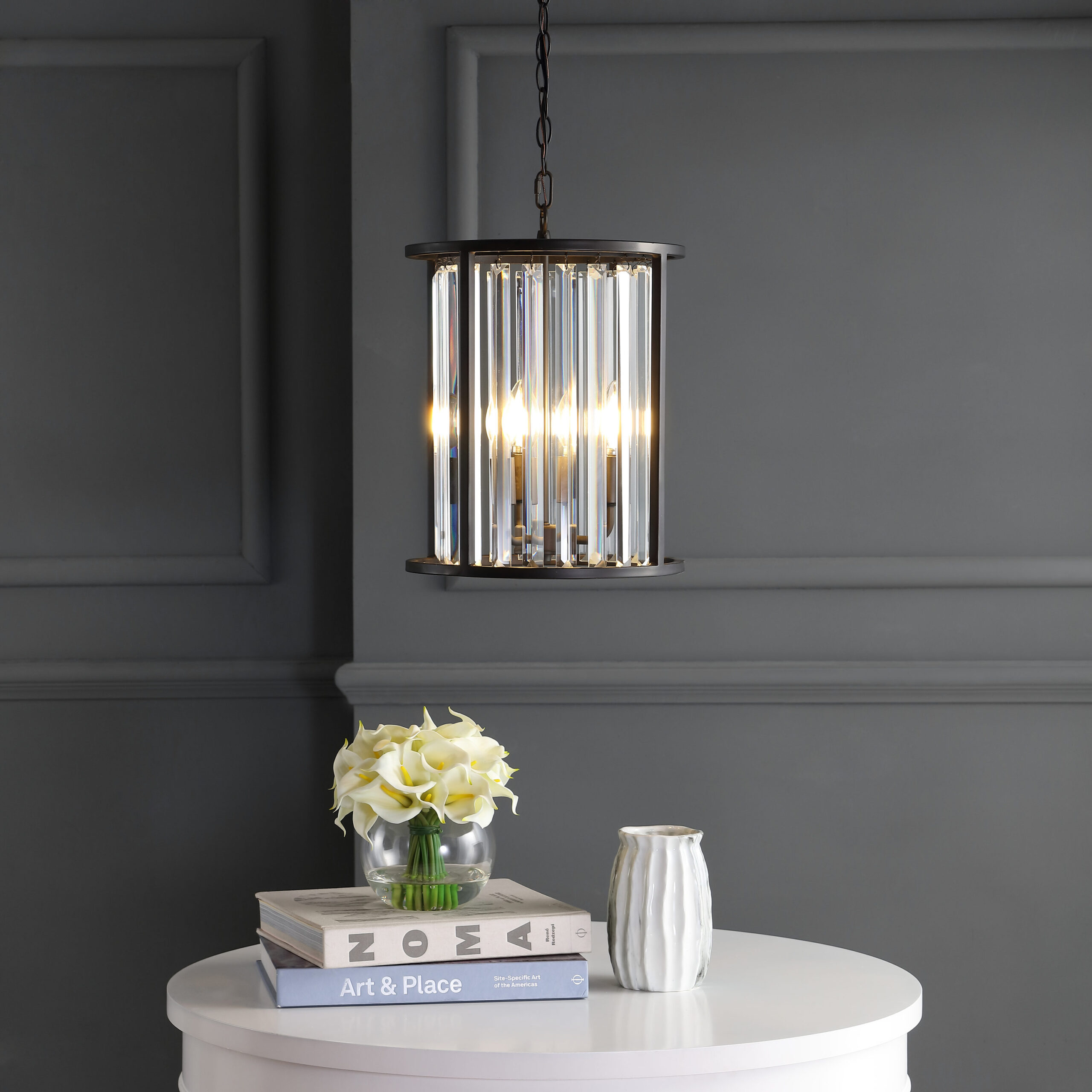 JONATHAN Y Bevin Modern/contemporary Transitional 3 -Light Oil Rubbed Bronze Farmhouse Cylinder Medium Hanging Pendant Light