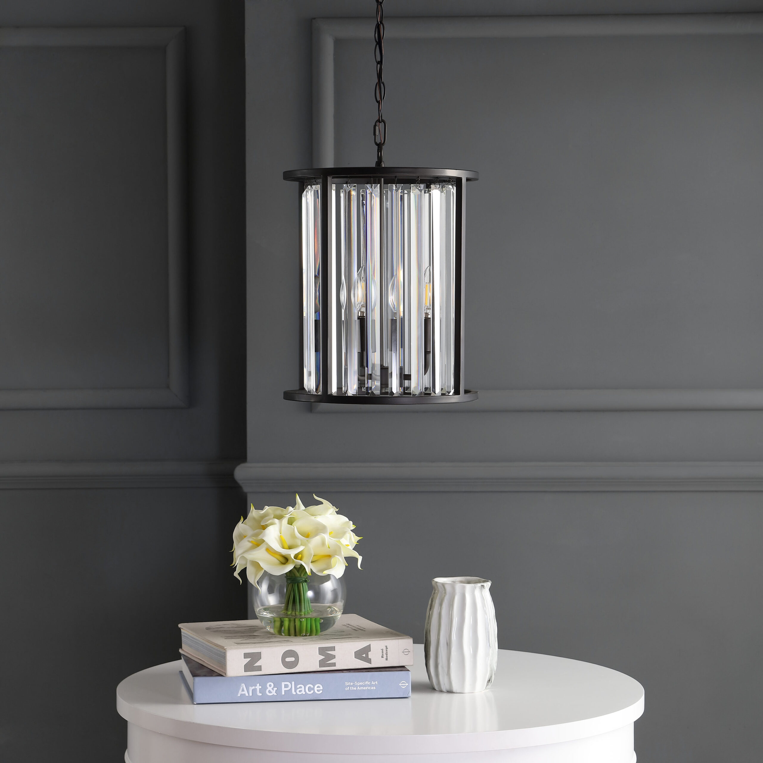 JONATHAN Y Bevin Modern/contemporary Transitional 3 -Light Oil Rubbed Bronze Farmhouse Cylinder Medium Hanging Pendant Light