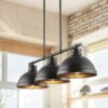 JONATHAN Y Asher 36" Iron Industrial Rustic 3 -Light Oil Rubbed Bronze Farmhouse Metal Dome Large Hanging Kitchen Island Light