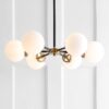 JONATHAN Y 28" Caleb Transitional 6 -Light Brass gold/black Modern/contemporary Frosted glass Globe Large Hanging Pendant Light