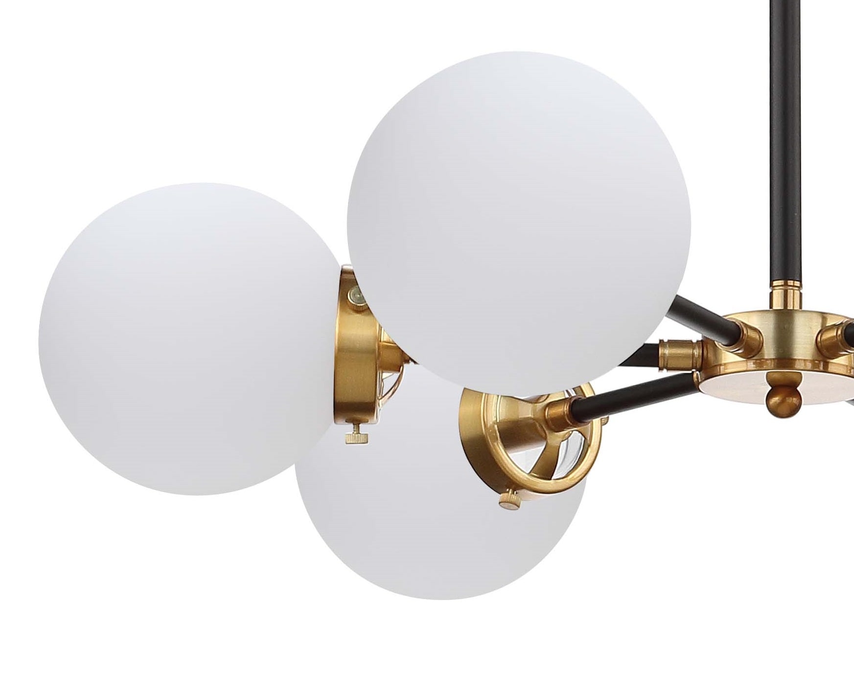JONATHAN Y 28" Caleb Transitional 6 -Light Brass gold/black Modern/contemporary Frosted glass Globe Large Hanging Pendant Light