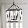 JONATHAN Y Pagoda 16" Metal Classic Traditional 4 -Light Dark Brown Farmhouse Cage Lantern Medium Hanging Kitchen Island Light