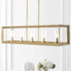 JONATHAN Y Anna 38.5" Metal/Glass Traditional Transitional 5 -Light Brass Gold Farmhouse Clear glass Linear Large Hanging Pendant Light