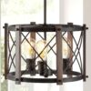 JONATHAN Y Ferme 16" Iron Adjustable Rustic 3 -Light Oil Rubbed Bronze/Brown Farmhouse Globe Medium Hanging Pendant Light