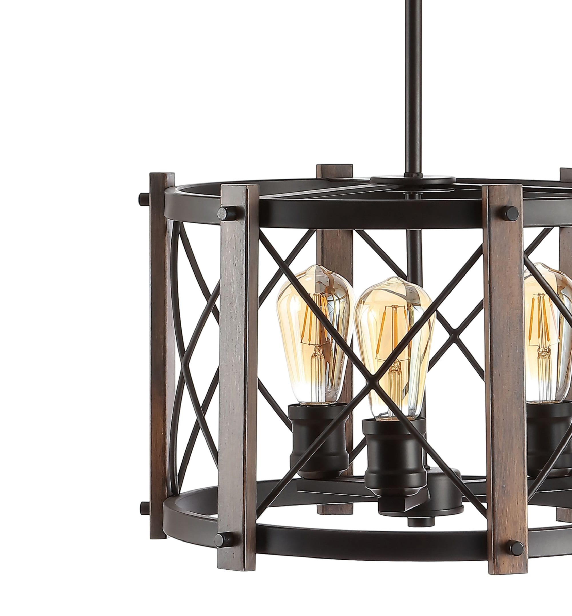 JONATHAN Y Ferme 16" Iron Adjustable Rustic 3 -Light Oil Rubbed Bronze/Brown Farmhouse Globe Medium Hanging Pendant Light