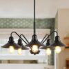 JONATHAN Y Cole Industrial Rustic 5 -Light Oil Rubbed Bronze Farmhouse Metal Linear Large Hanging Pendant Light