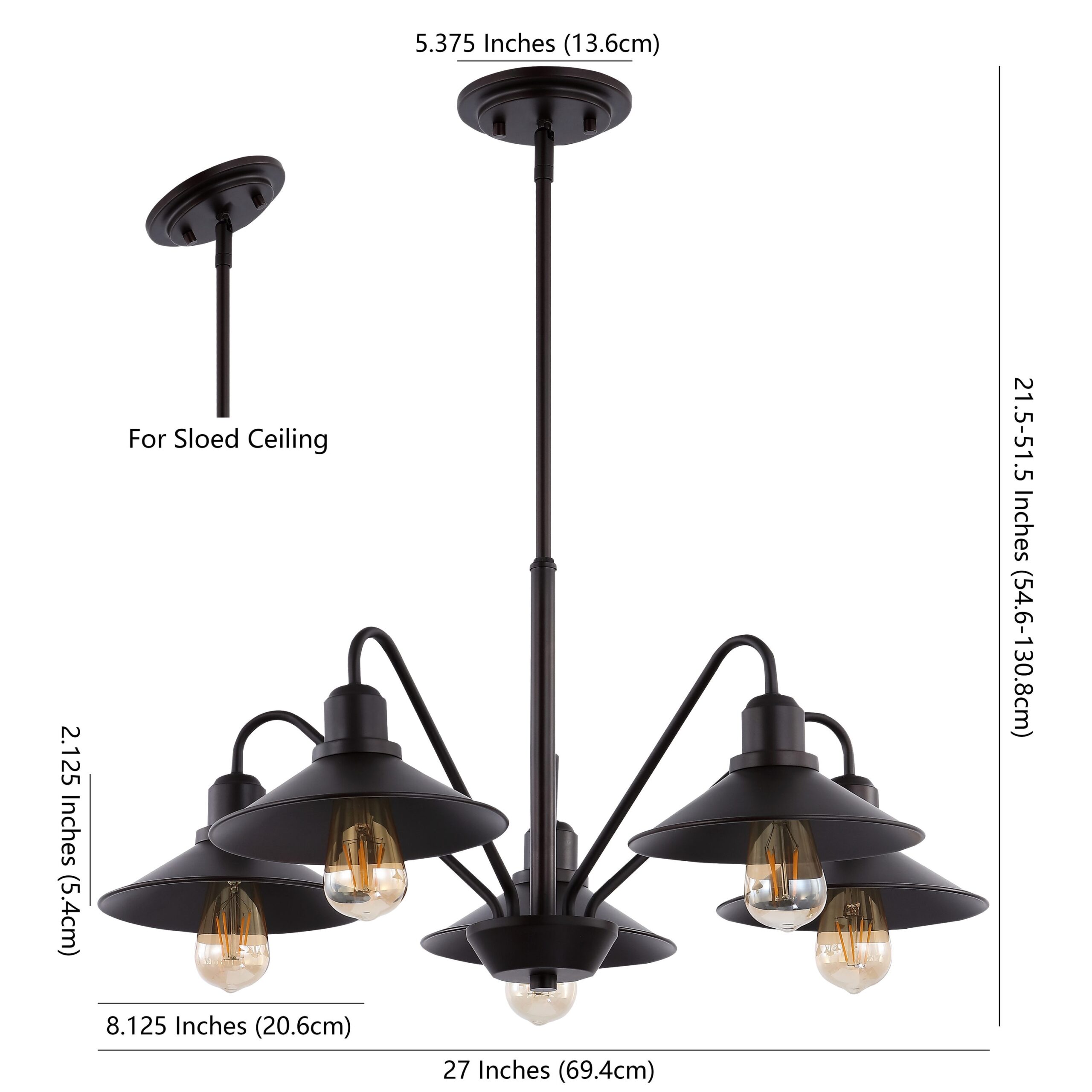 JONATHAN Y Cole Industrial Rustic 5 -Light Oil Rubbed Bronze Farmhouse Metal Linear Large Hanging Pendant Light