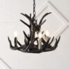 JONATHAN Y Nelle 18" Resin Adjustable Antler 3 -Light Black Antler Resin Chandelier
