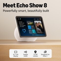 Amazon Echo Show 8, Glacier (newest model), Vibrant HD 8.7" display with spatial audio, designed for Alexa+
