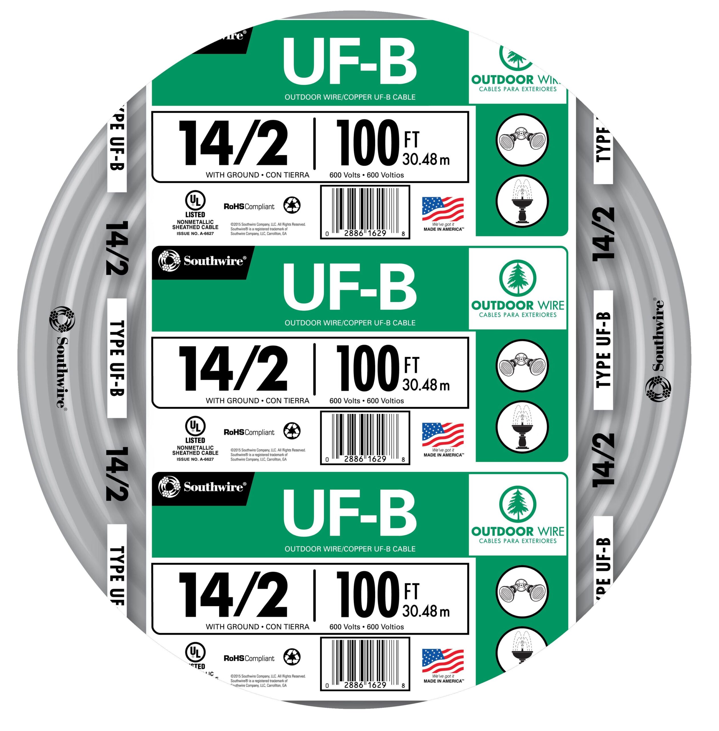 Southwire 100-ft 14 / 2 UF-B Wire W/G ( By-the-roll )