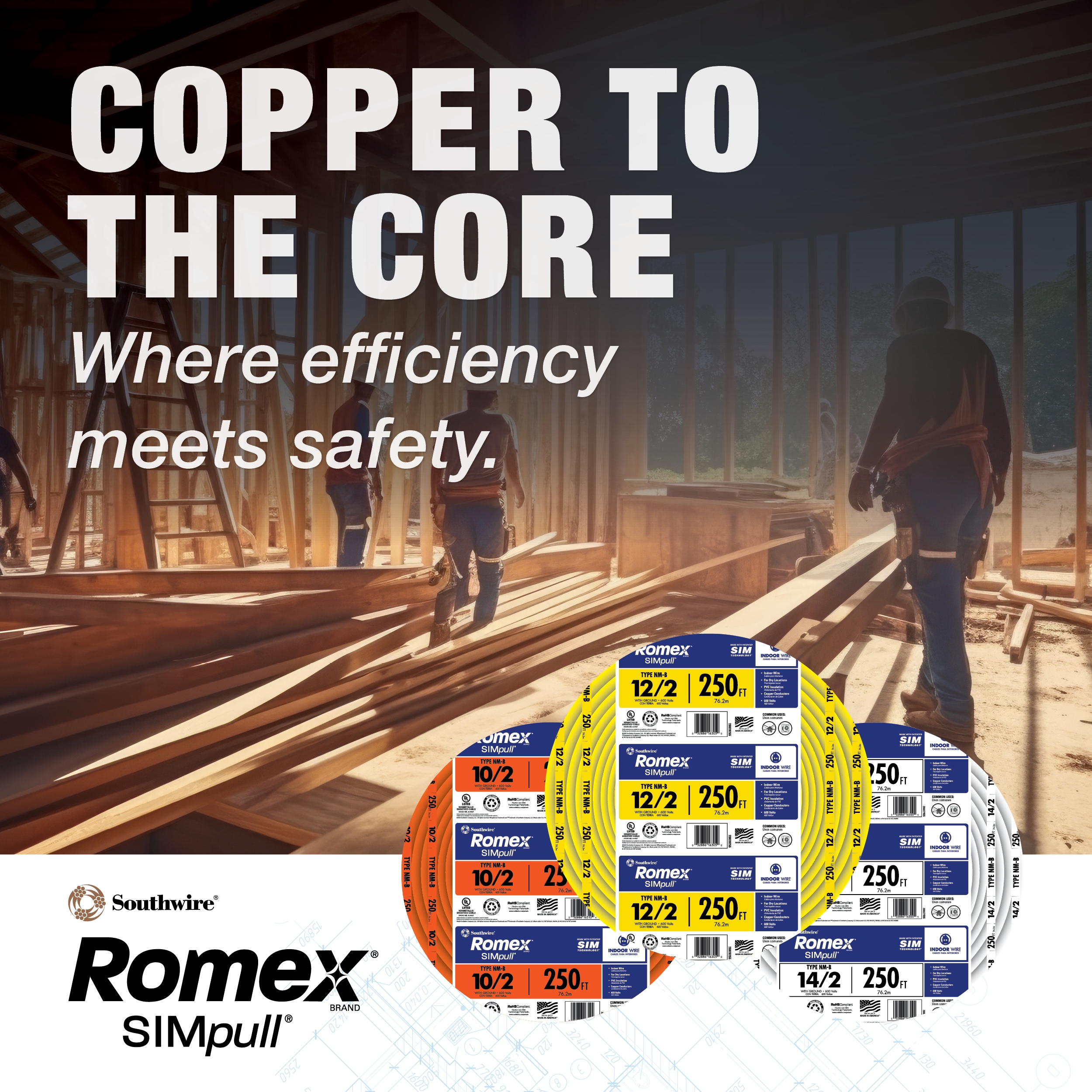 Southwire 25-ft 8 / 2 / Romex SIMpull Stranded Indoor CU NM-B W/G Individual pack ( By-the-roll )